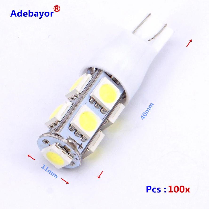 100 x T10 вспышка W5W 194 9 SMD 5050 LED 5SMD Автомобильный свет с двумя режимами работы smd