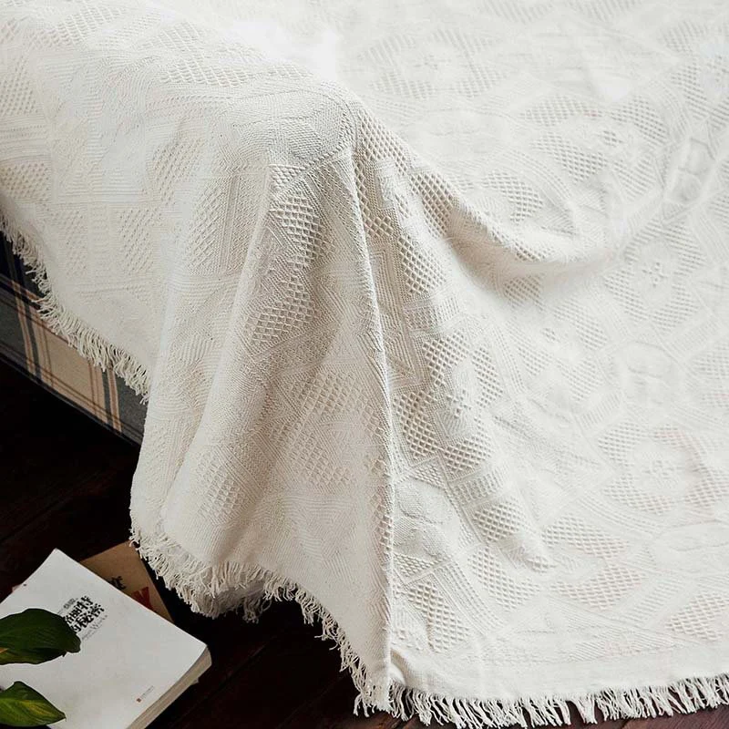 値段 幾何ニット上のソファチェア装飾ボヘミアンコットンcobertorスロー毛布ベッドカバー