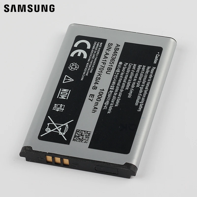Samsung оригинальный аккумулятор AB463651BC для L700 W559 S5628 C3222 B3410 F339 J800 S3650 S7070 S5608 S3370 AB463651BE