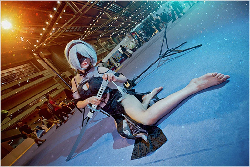 Игра NieR: Automata jorha тип A № 2 Косплей Костюм 2B колготки Cheongsam женское китайское платье черные костюмы на Хэллоуин