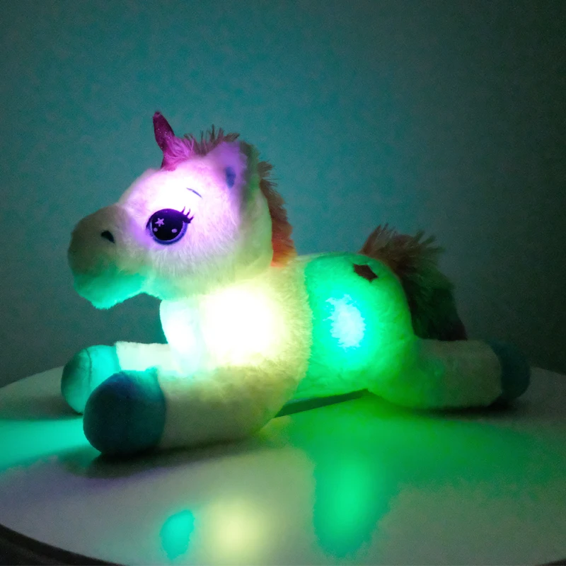 

40cm Colorful LED Unicorn Plush Toys Glowing Stuffed Animals Horse Toy Cute Light Up Pony Doll Kids Girls Xmas Birthday Gifts