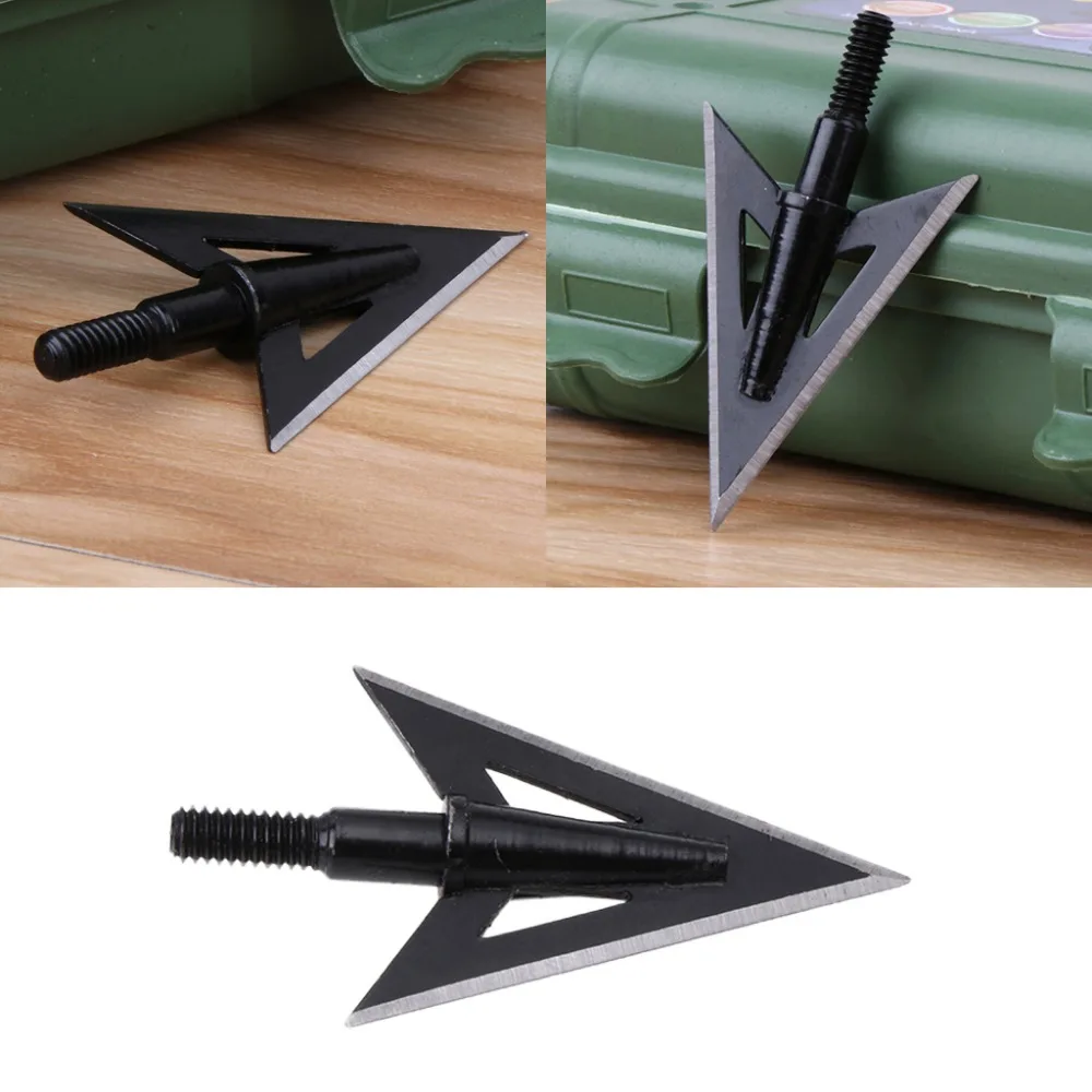 Стрельба из лука Broadhead 100 зерен нержавеющая сталь Охота 2 острые лезвия стрелы