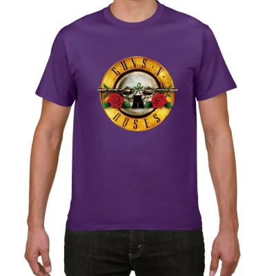 purple Пистолеты и футболки с принтом GUNS N Roses мужские летние хлопок рок-группа уличная одежда мужская футболка хип-хоп Мужская одежда harajuku футболка homme - Цвет: purple