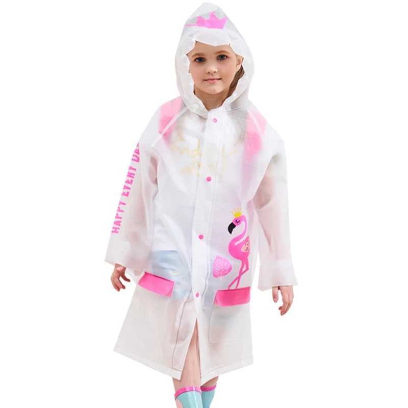 White Pink Only Jime/розовые плащи для девочек; милый детский плащ-дождевик с рисунком; пончо с капюшоном; плащ-дождевик для детей; плащ-дождевик высокого качества - Цвет: White Pink