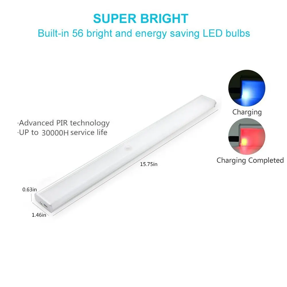 [DBF] USB Перезаряжаемый 56 светодиодный светильник для шкафа палка on где угодно