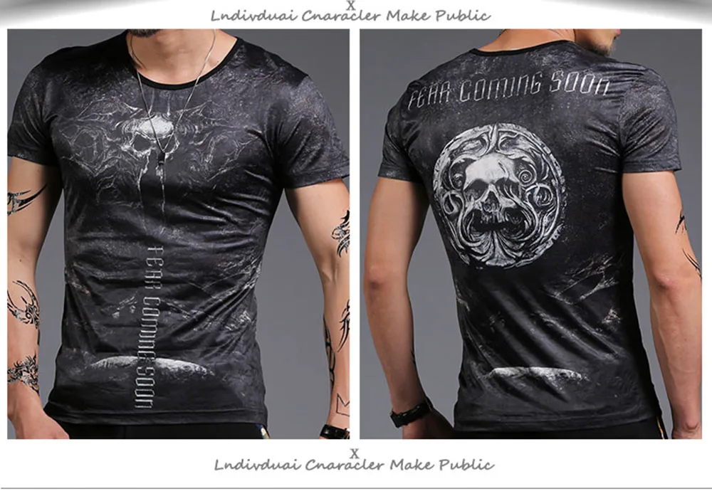 Мужская футболка с круглым вырезом и коротким рукавом Повседневная черепом