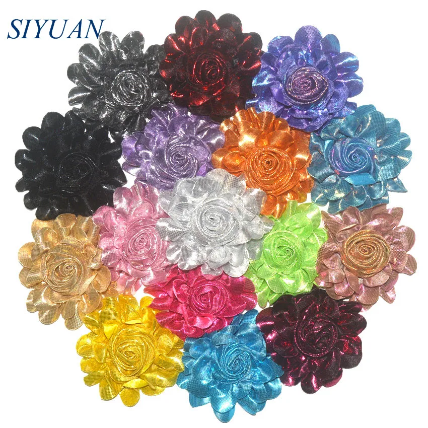 Оптовая продажа 100 шт./лот металлическая блестящая розетка Шифоновый Цветок для