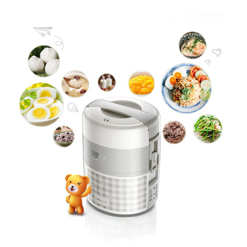 Медвежонок 2Л Электрический Ланч бокс рисоварка три этажа изоляция подключенное