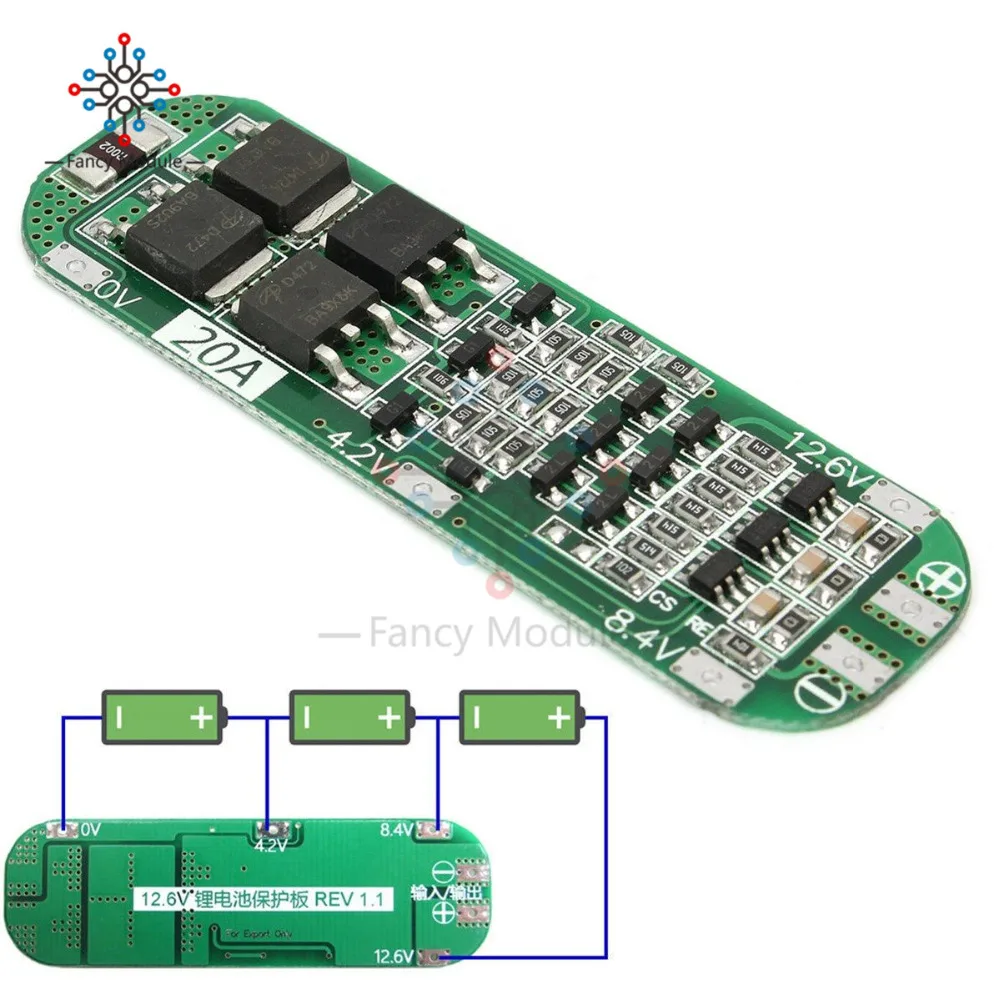 

3S 20A литий-ионная литиевая батарея 18650 зарядное устройство PCB плата защиты BMS 12,6 V сотовый модуль