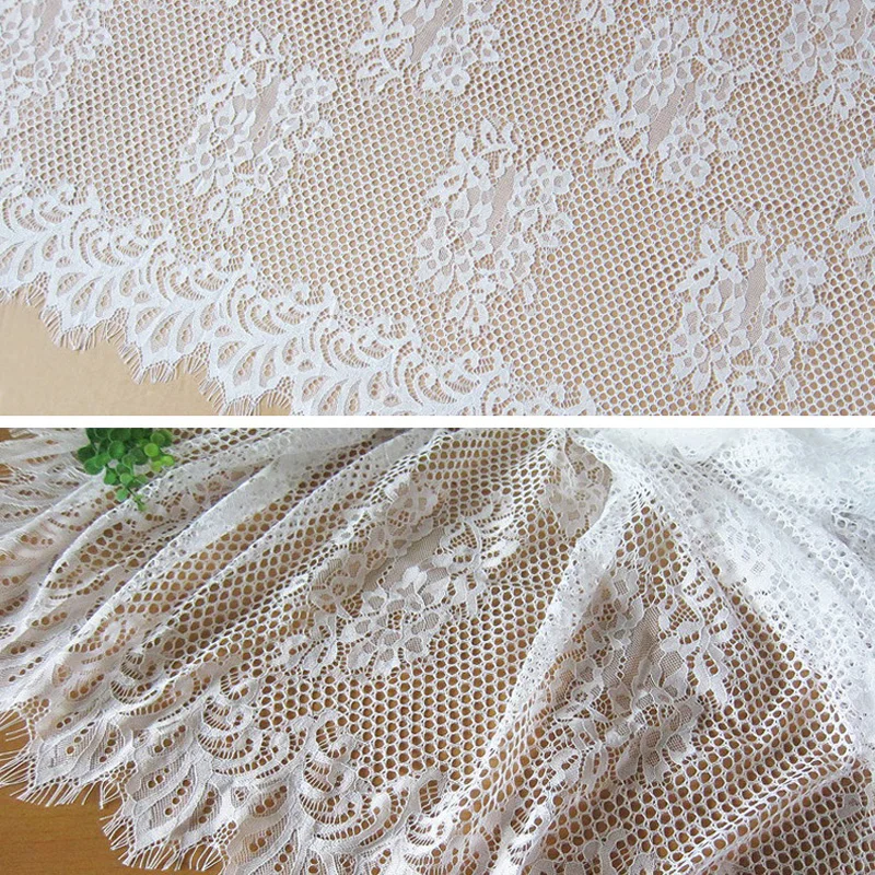 

Free shipping 3m/pack width 70cm/150cm White or Black DIY Exquisite Classic Eyelash Lace Decoration Embroidery Lace Fabric