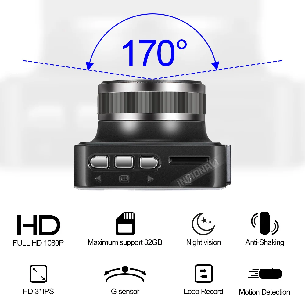 3 дюйма Видеорегистраторы для автомобилей 1080 P Full HD 170 градусов Широкий формат