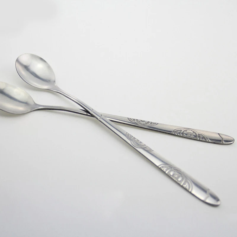 4 шт./компл. ложки с длинными ручками из нержавеющей стали для чая и кофе