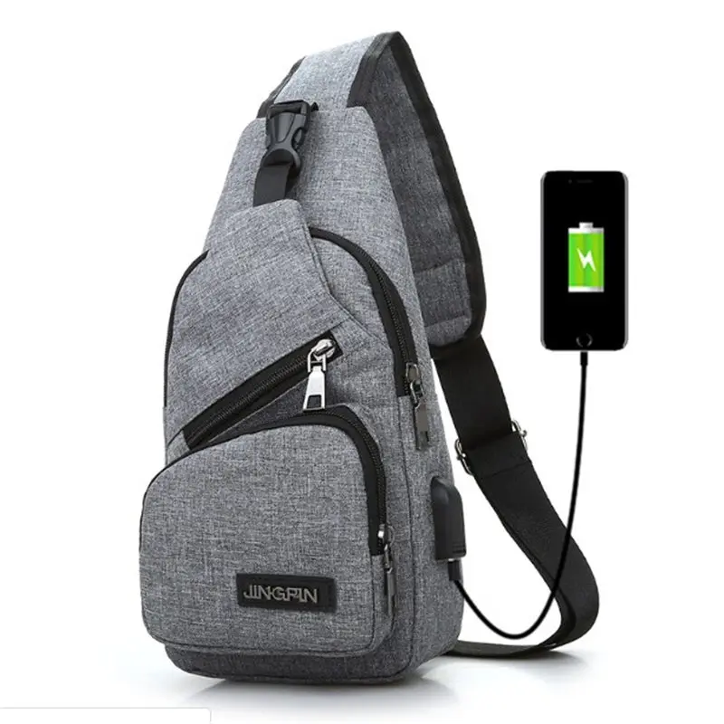 

New Arrival Male Shoulder Bags Chest pack USB Charging Crossbody Bags Male Anti Theft Chest Bag Messengers Bag Free Delivery