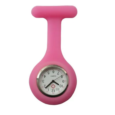 bright rosy red Новые медсестры часы доктор портативный карманный брелок броши для часов Силиконовые туники батареи медицинские медсестры кварцевые часы с зажимом - Цвет: bright rosy red
