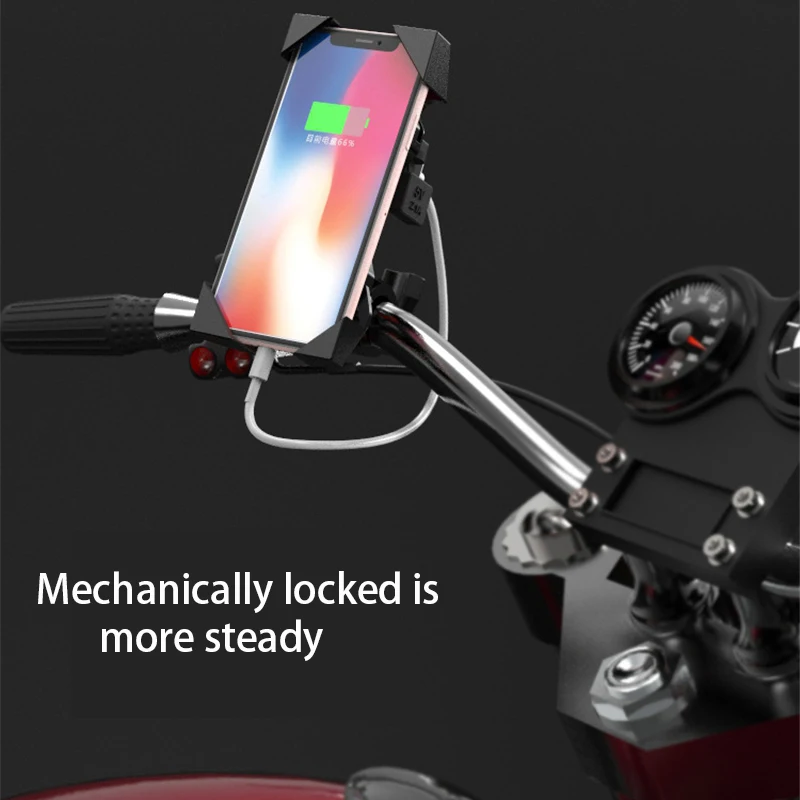 

2023 Motorcycle Mobile Phone Holder Mount Support With USB Fast 2.1A Charger 360 Degree Rotation for Moto 4-6 inch for Huawei