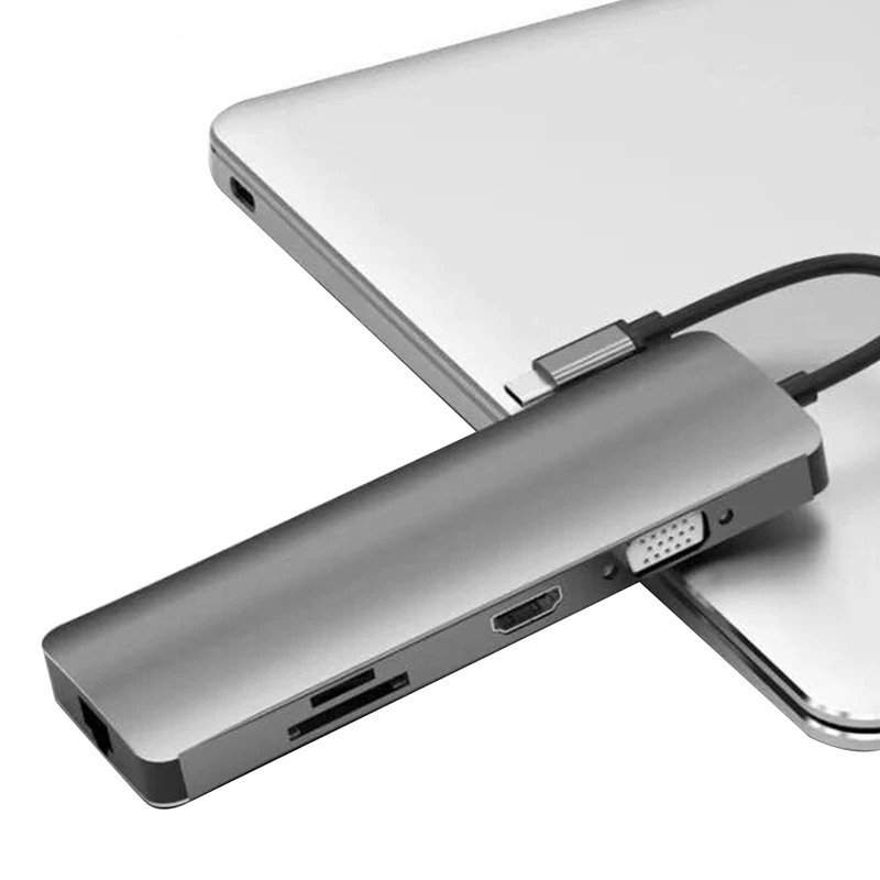 Type C в концентратор + Hdmi Vga Rj45 (зарядка данные) Sd/Tf одновременное считывание карт 3