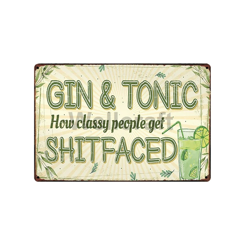 [WellCraft] коктейль бар пьянка угловой пиво оловянный знак художественная Ретро