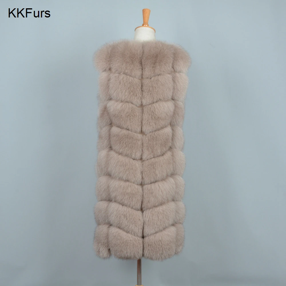JKKFURS, Новое поступление, женские жилеты из натурального Лисьего меха, женские модные жилеты, высокое качество, Толстая теплая зимняя шуба S7251