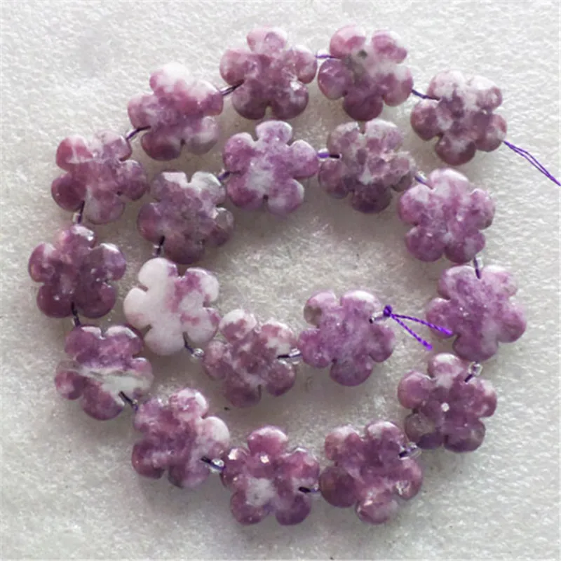 (1 нить/партия) оптовая продажа резных фиолетовых лепидолитовых цветов