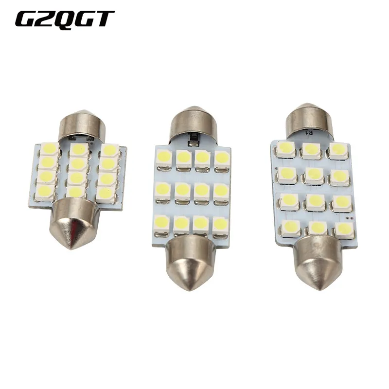 

100X Car Light C5W 12 SMD LED 100Pcs 31mm 36mm 39mm 41mm White 3528 1210 12SMD 12LED Festoon Dome Lamp Bulb DC12V Free shipping