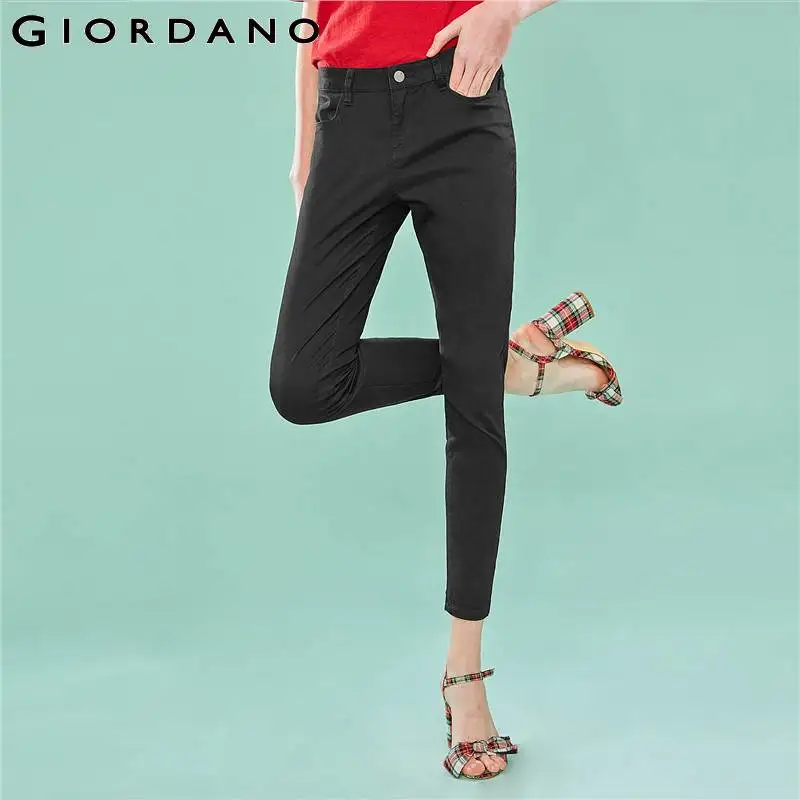 Giordano женские повседневные укорочённые брюки slim fit на средней талии данная модель