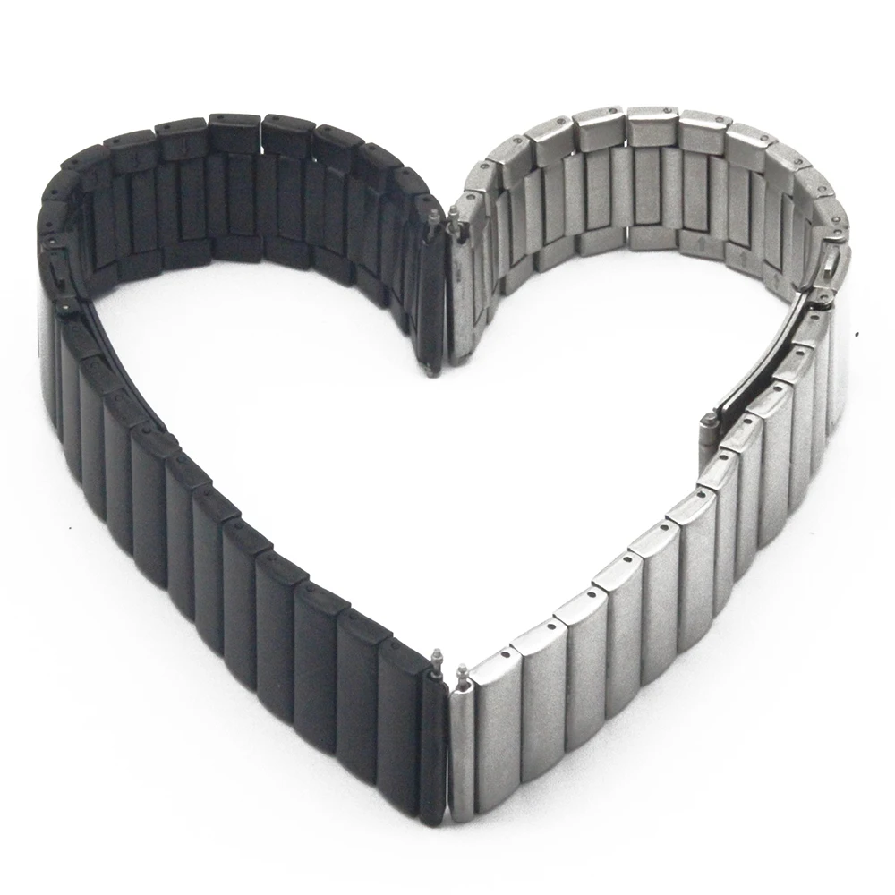 Stainless Steel Watch Band 24mm for Suunto Core Folding Clasp Strap Loop Wrist Belt Bracelet Black Silver + Spring Bar + Tool