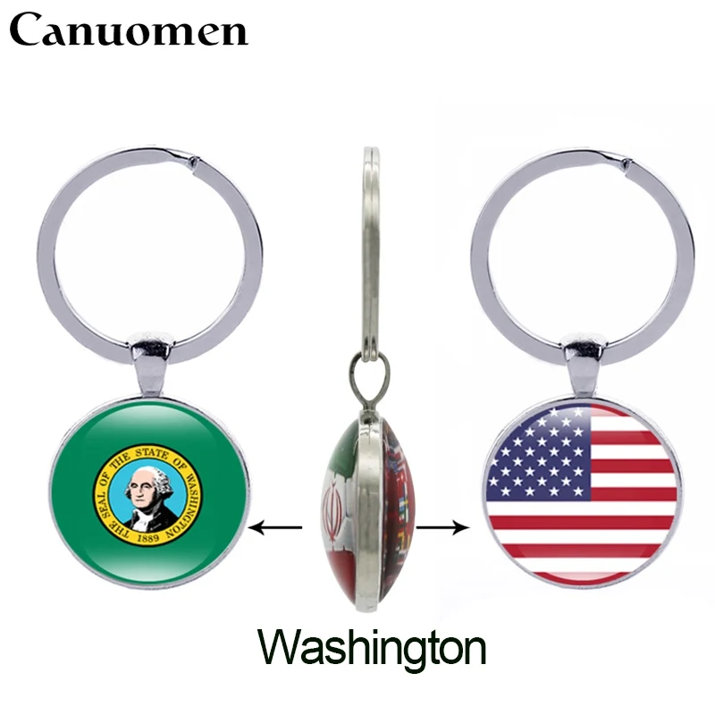 Canuomen Virginia State брелок для ключей флаг Florida Vermont Washington США 50 стеклянный