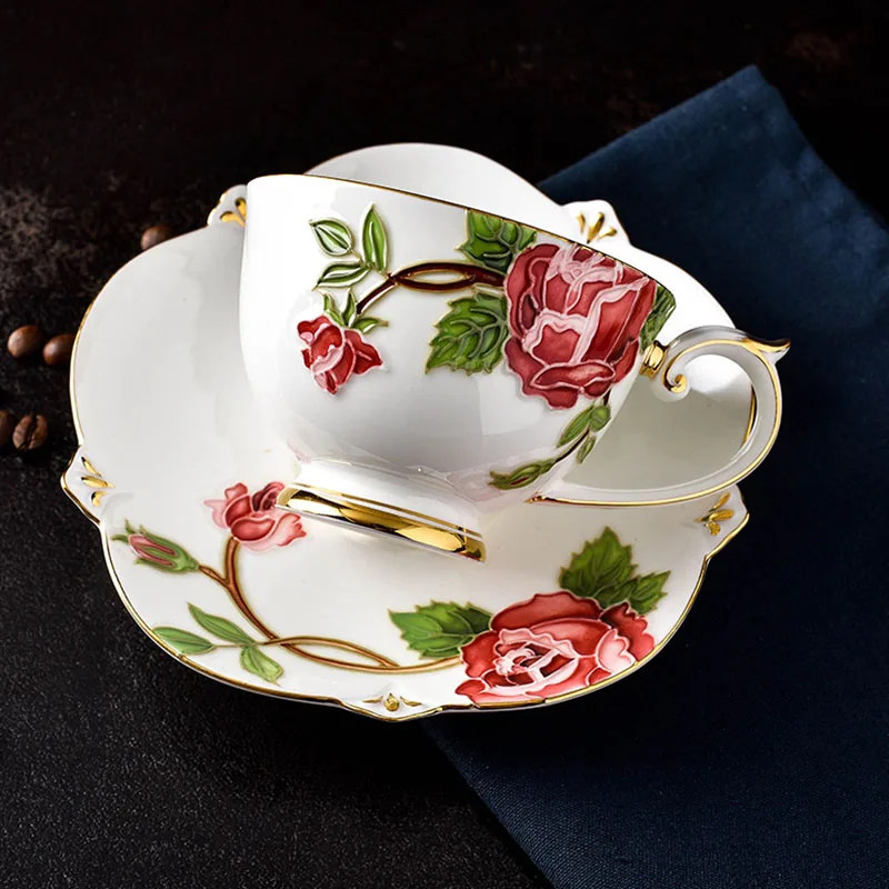 Кофейная чашка и блюдце из костяного фарфора GLLead в европейском стиле для дома