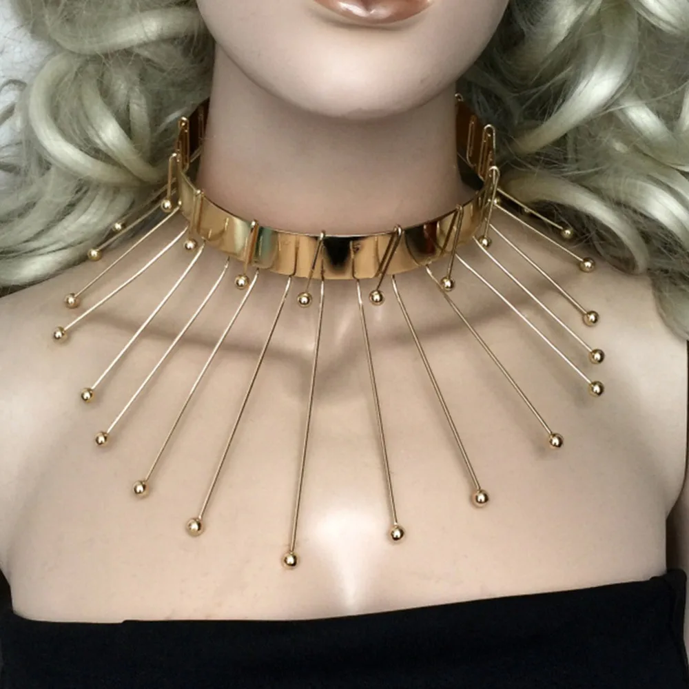 

Metal Statement Torques Necklaces Women Fashion Exaggerate Gold Color Alloy Collar Choker Necklaces Jewelry UKMOC