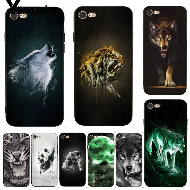 Yinuoda свирепый Волк и тигр Coque Shell DIY красочный чехол для телефона для iPhone 7X6 6S 8 Plus 5 5S SE 5C 11 11pro 11promax