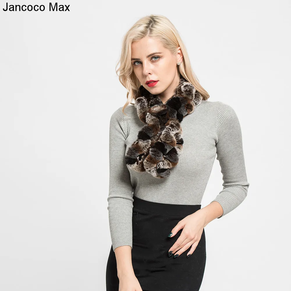 Jancoco Max Новое поступление толстый теплый Настоящий мех кролика шарф весна осень зима шейный платок мягкая Муфельная S7119