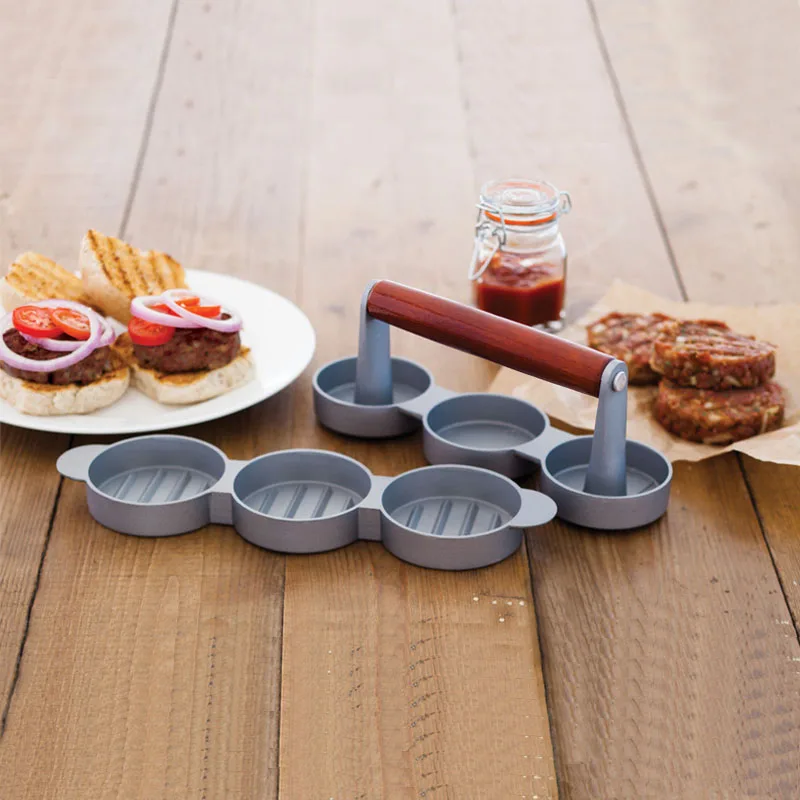 Антипригарный пресс для мини бургеров с 3 слотами тройной алюминиевый круглый