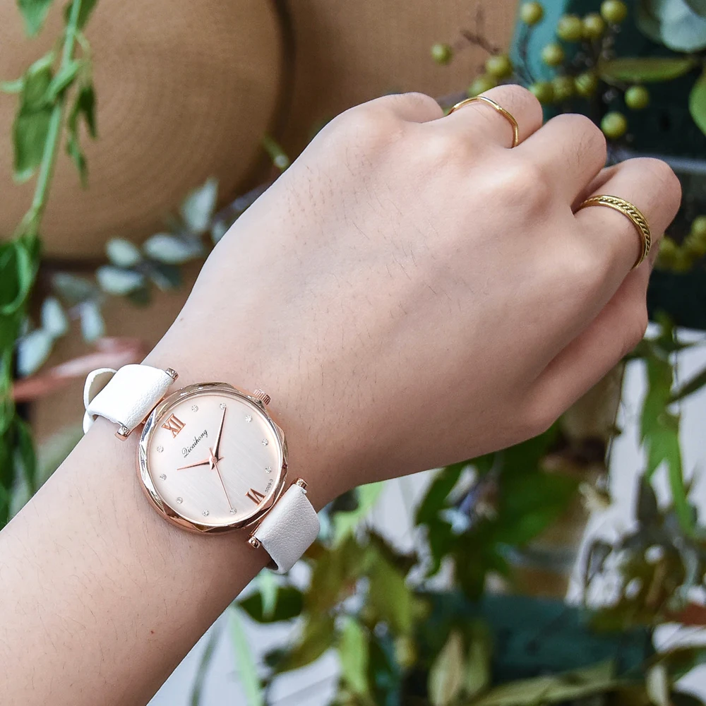 Women's Leather Watches Fashion Starry Sky Dial Creative Desgin Popular Bracelet Dress Quartz Clock Luxury Ladies Rose Watch | Наручные
