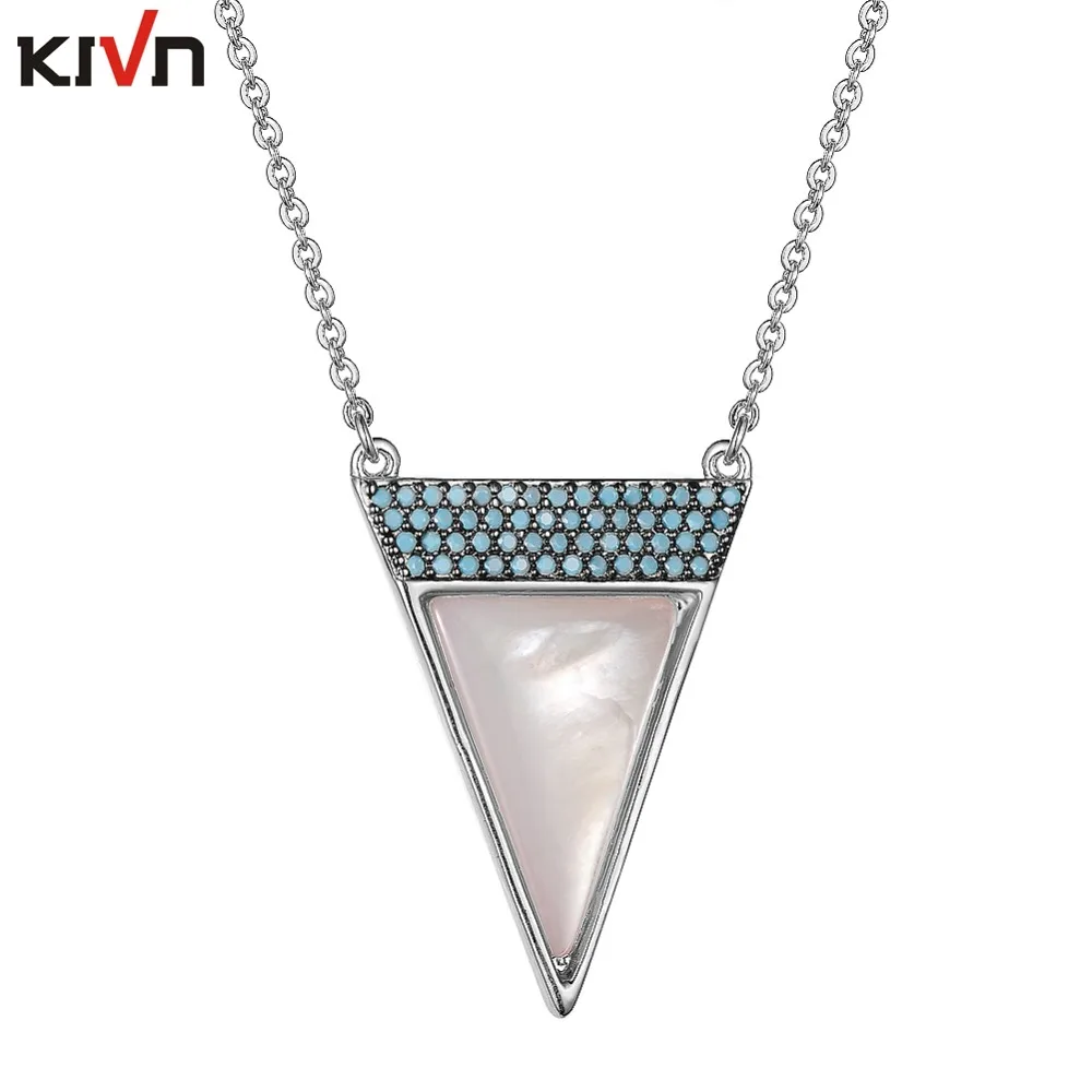 Womens Fashion Jewelry Triangle Mother of Pearl Pave CZ Cubic Zirconia Necklaces for Girls Birthday Gifts 6pcs Lot Wholesale | Украшения и