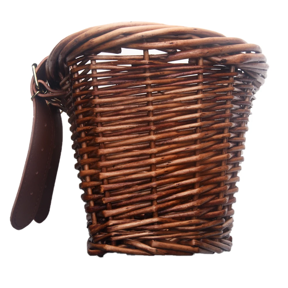 

New Style Vintage Wicker Bike Bicycle Hand-made Front Basket Shopping Box High Quality Outdoor Sports Accessory 22*18*14cm