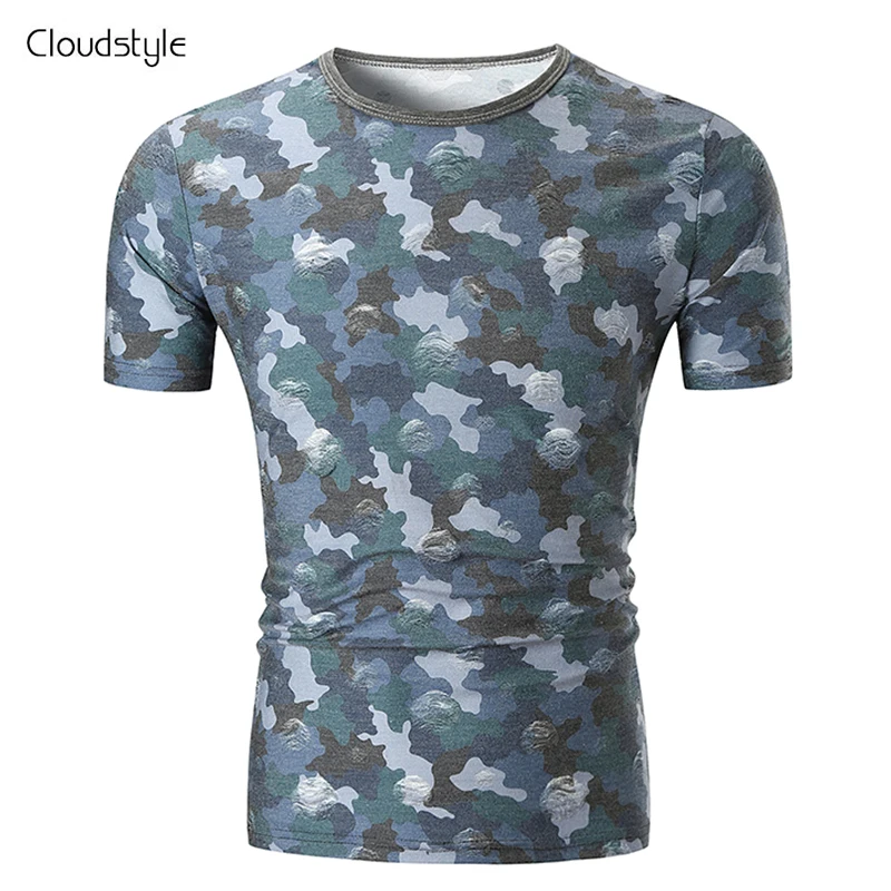 Cloudstyle 2018 Camouflag футболка модный бренд мужской камуфляж футболки Shortsleeve Patchworked