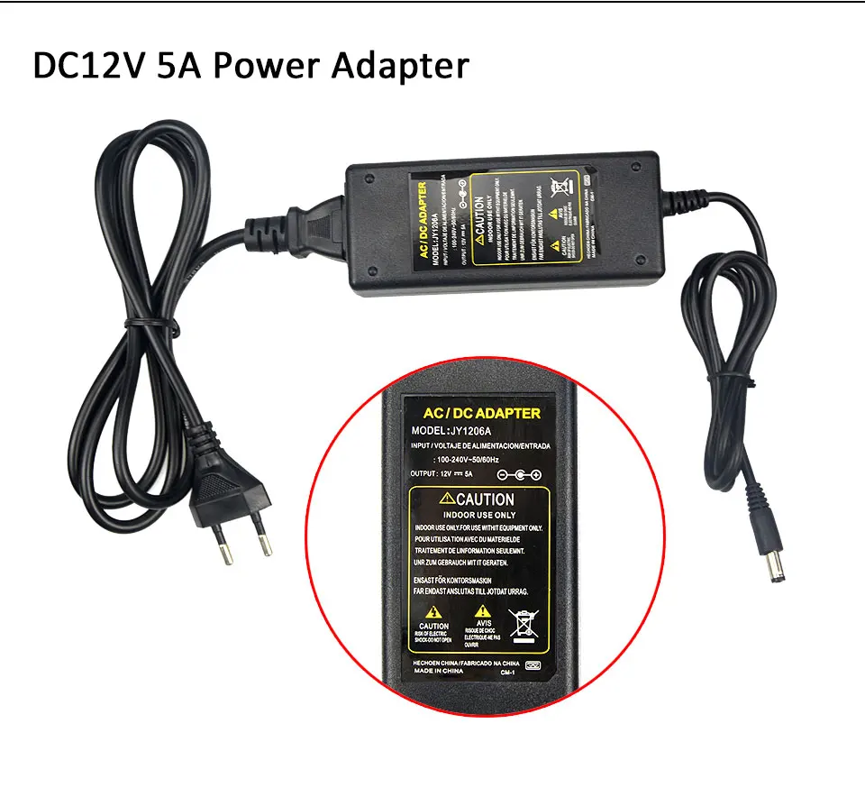 1 шт. AC100-240V в DC12V 1A 2A 3A 5A 6A 8A светодиодный драйвер адаптер трансформатор переключатель адаптер питания 5,5 мм x 2,1-2,5 мм штепсельная вилка европейского стандарта