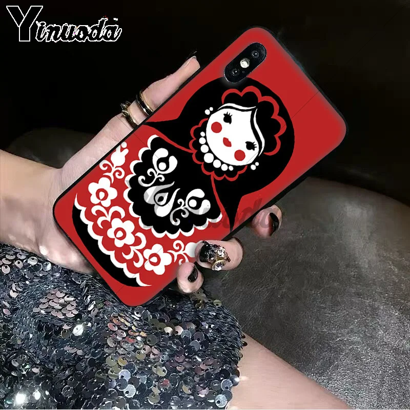 11pro MAX Русская Матрешка черный мягкий чехол для iPhone 6S 6plus 7plus 8 8Plus X Xs 5 5S