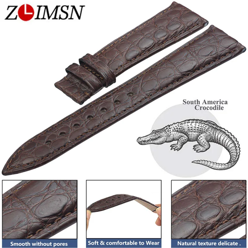ZLIMSN Crocodile Leather Watch Band 22mm Luxury Circle Pattern Crocodile Strap for Men and Women 12-26mm Can be Customized Size