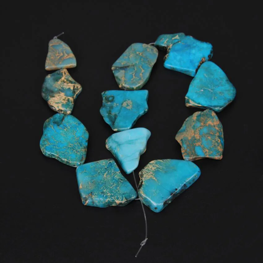 Синий Змеиный камень с отверстиями в центре свободные бусины рельефная нить