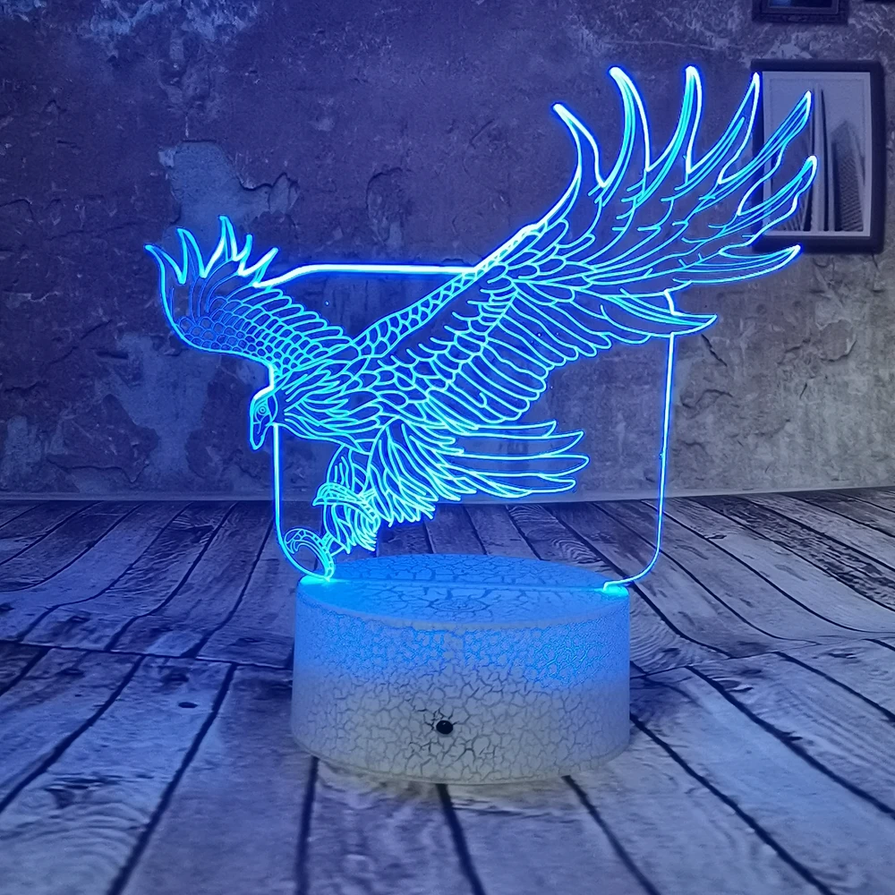 Прямая поставка милый Орел LED RGB USB 7 цветов 3D ночник Иллюзия градиент детская