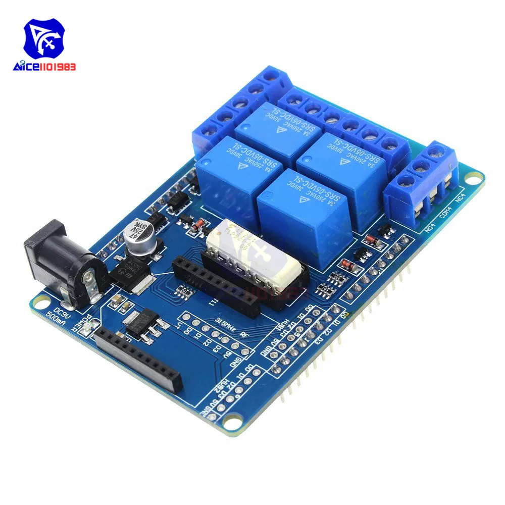 4 канальный 5 В релейный модуль Плата расширения Релейный Щит V1.3 для Arduino Xbee