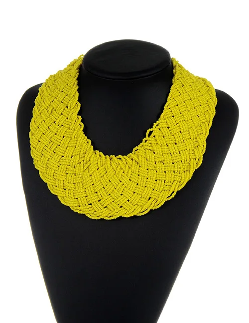 yellow choker Жини Винтажный мульти-нить с семенами бисерные Чокеры в готическом стиле плетеное ожерелье бусы Популярные нагрудник массивное бисерное ожерелье s для женщин - Окраска металла: yellow choker