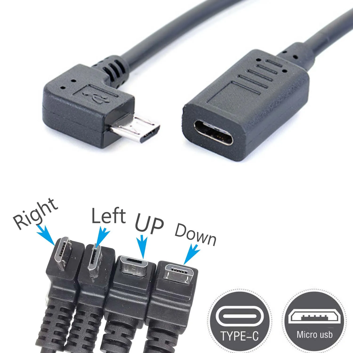Кабель переходник с разъемом типа C мама на Micro B кабель USB для зарядки и передачи