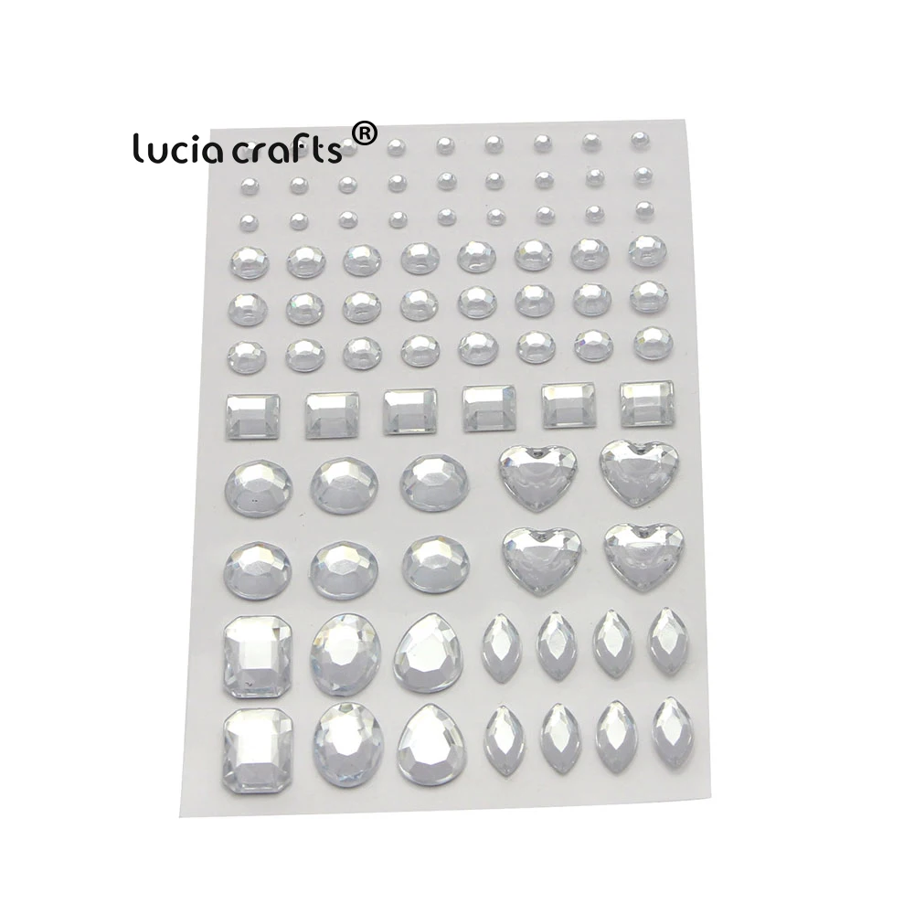 Lucia crafts 1 лист/лот 75*130 мм многоцветный самоклеящийся акриловый камень наклейки со стразами DIY скрапбук Арт Декор C0805