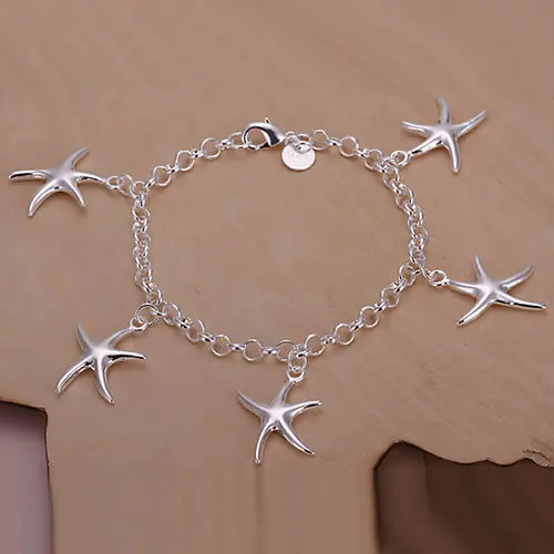 H193 Free Shipping Wholesale 925 silver bracelet fashion jewelry Five Starfish Bracelet /ccgaktnatk |