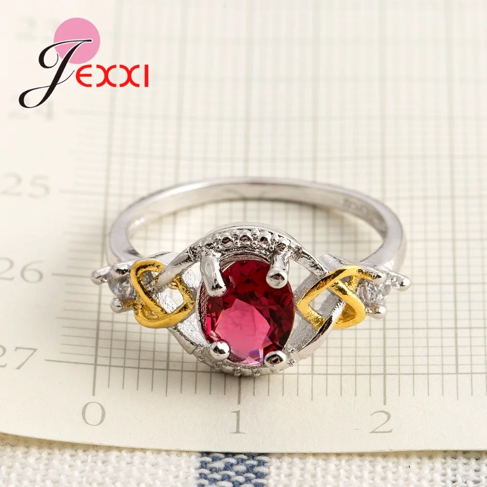 Женские свадебные кольца в форме сердца JEXXI Sweet Romintic красные прозрачные с