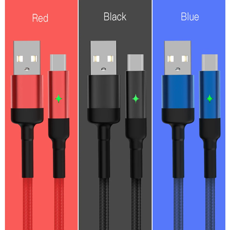 Usb type-C кабель для быстрой зарядки Micro зарядное устройство Шнур для освещения Microusb USB-C интеллектуальное отключение питания Кабели для зарядки мобильных телефонов