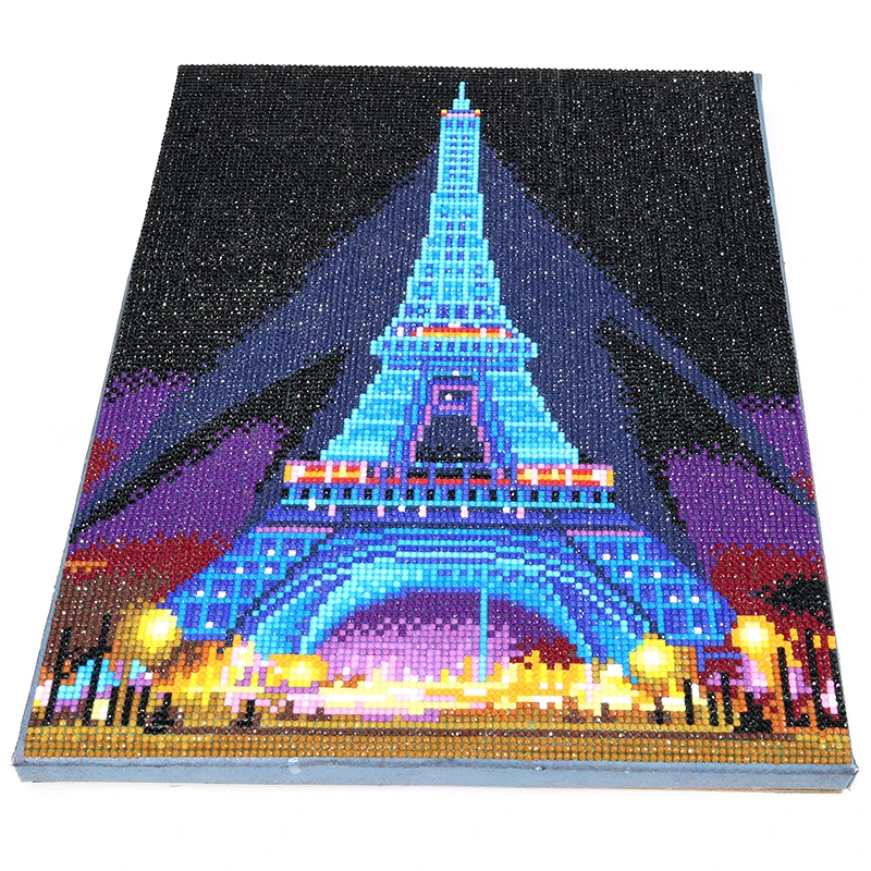 HOMFUN LED Light Full Round Drill 5D DIY Diamond Painting &quotEiffel Tower&quot 3D Embroidery Cross Stitch Decor Gift 30x40cm | Дом и сад
