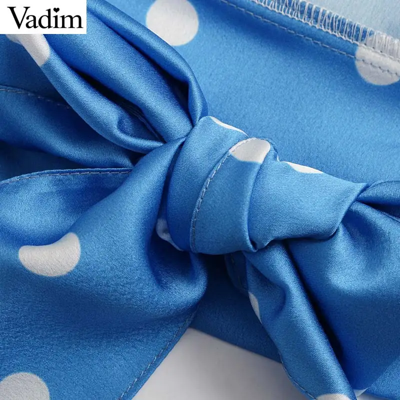 Вадим Женщины горошек короткий стиль блузка с v-образным вырезом сзади